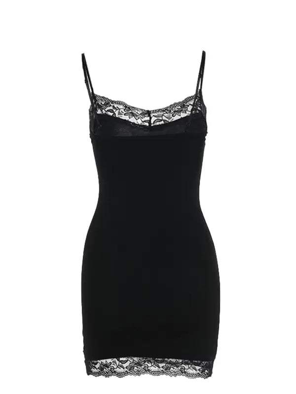 Women's Halloween Themed Skull Print Contrast Lace Bodycon Cami Dress, Street Fashion Casual Sleeveless Mini Dress for Party Club Wear, Ladies Clothes for Fall