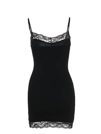 Women's Halloween Themed Skull Print Contrast Lace Bodycon Cami Dress, Street Fashion Casual Sleeveless Mini Dress for Party Club Wear, Ladies Clothes for Fall