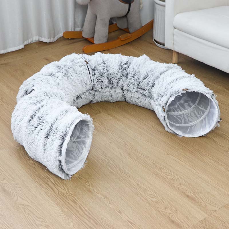 🐾 2-in-1 Foldable Cat Tunnel Bed – Soft, Warm & Perfect for Indoors!