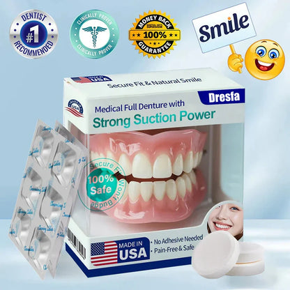 🔥First 100 :2nd ltem 60% Off🔥Dresfa® Medical Full Denture with Strong Suction ✅ Made and Shipped from the USA🍀